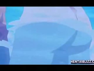 Busty hentai double penetration in the beach