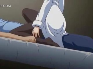Erotic anime young lady riding loaded manhood in her bed