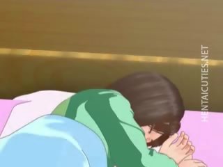 Rozkošný 3d anime mladý žena mít a mokrý sen