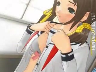 Pigtailed 3D anime Ms gets slit rubbed
