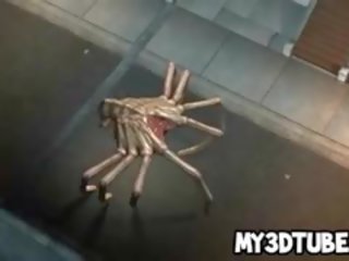 Foxy 3d si rambut perang enchantress fucked oleh dua mahluk asing spiders