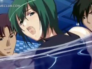 Three sexually aroused Studs Fucking A perky Anime honey Under Water