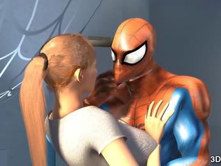 Spider vīrietis fucks krūtainas blondīne diva