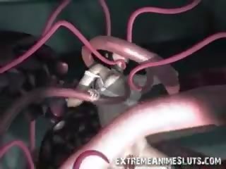 3D teenager Destroyed By Alien Tentacles!