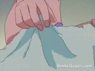 Personable anime hausdienerin im strümpfe bekommen zierlich twat vibrated von sie slavemaster