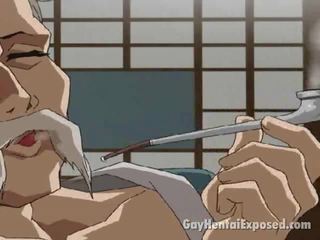 Gracious gyzyl saçly anime geý ninja dreaming about hard cocks içinde his götüň girelgesi